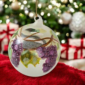 Dillard's Trimmings Glass Blown Ball Christmas Ornament Hand Painted Italy Grape